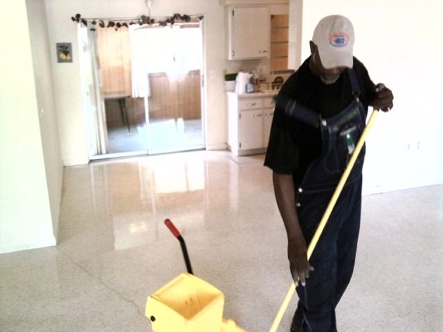 Mopping polished floor